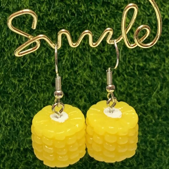 Corn Earringn, Picnic Earring, Gift Idea, Funny Food Earring, Silly Earring, Cor - Picture 4 of 5